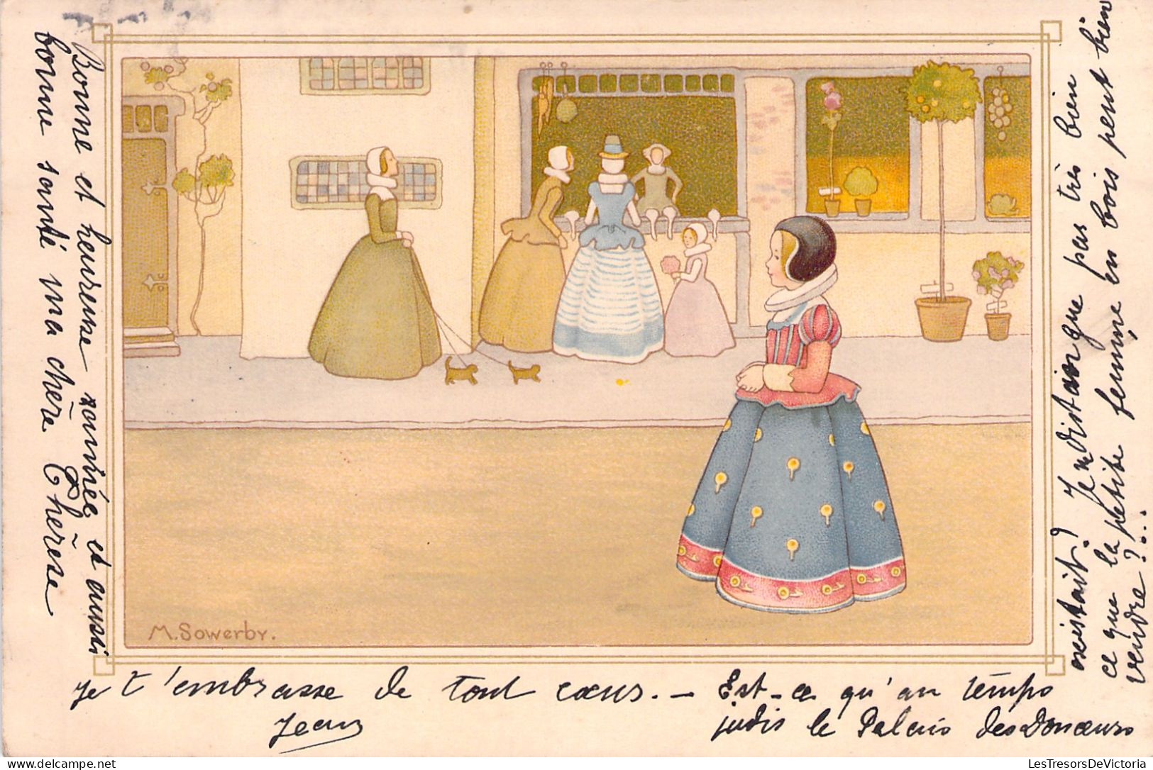 Illustrateur - M Sowerby - Jeune Fille Dans Une Rue - Cotume Moyen Age - Carte Postale Ancienne - Other & Unclassified