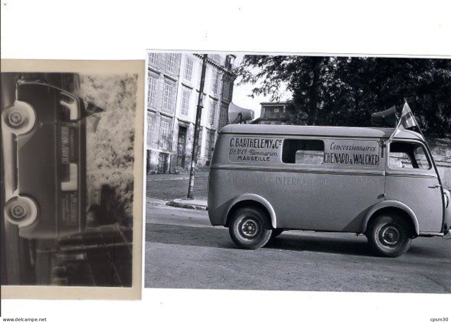 Camionnette (Nez De Cochon) Transports C BARTHELEMY, Marseille, Photo Avec Négatif - Petits Métiers