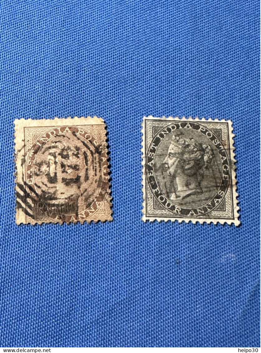 British India 1856  Michel # 11 Und # 13 Queen Victoria  1 Anna Und 4 Anna - 1854 Britse Indische Compagnie