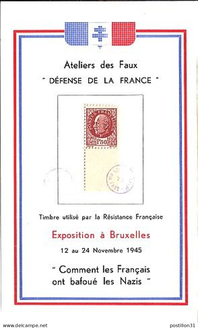 PETAIN N° 517 FAUX FFI SUR ENCART DE L’EXPO DE BRUXELLES/NOV. 1945 - 1941-42 Pétain