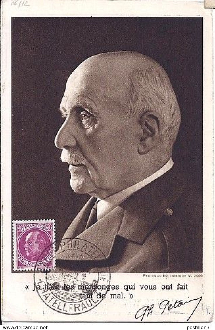 PETAIN N° 505 S/CARTE MAXI. DE CHATELLERAULT/14.6.41 - 1941-42 Pétain