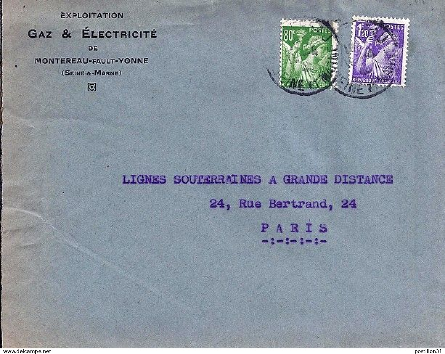 IRIS N° 649/651 S/L. DE MONTEREAU/19.4.45 - 1939-44 Iris
