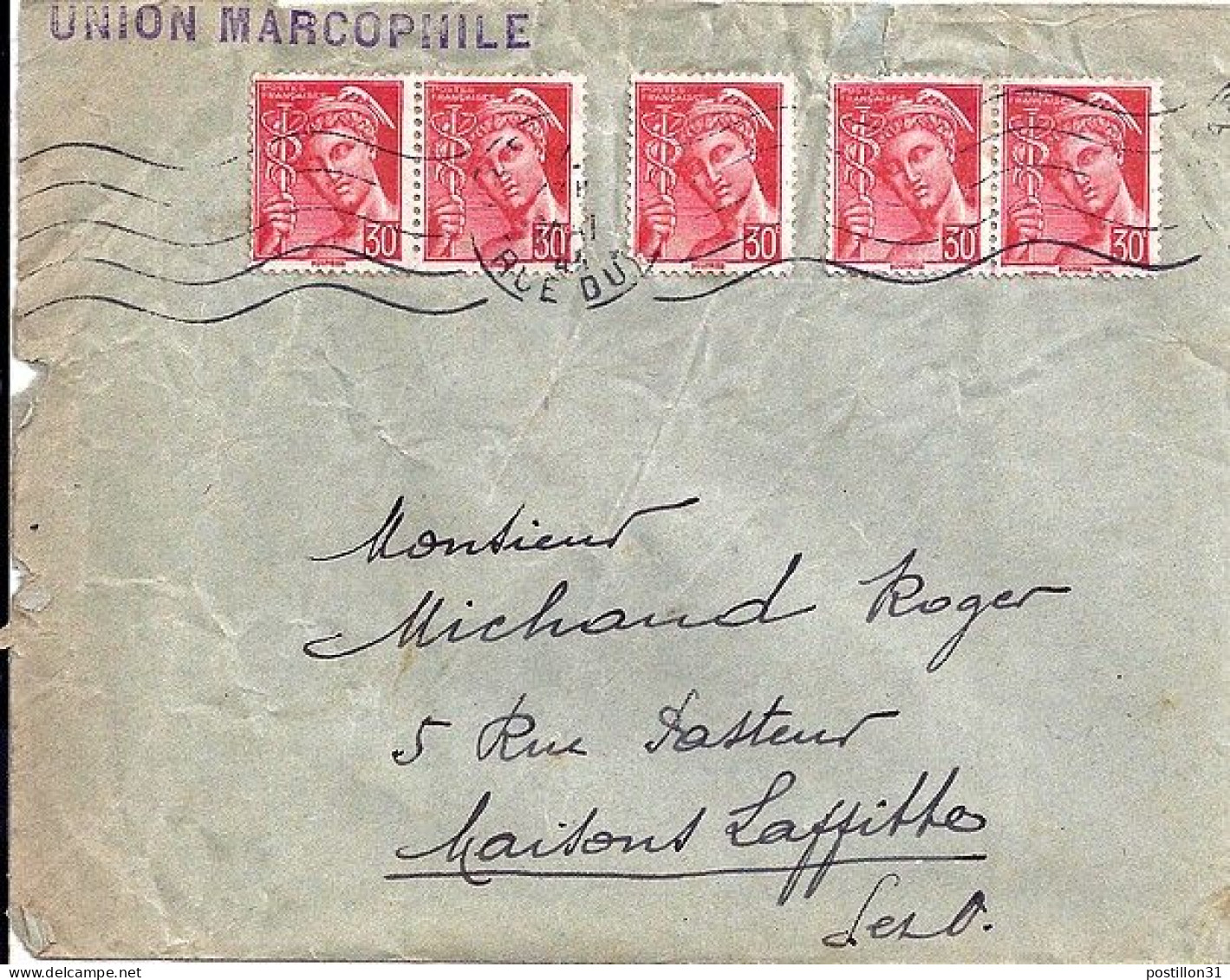 MERCURE N° 547x5 S/L.DE PARIS/14.1.44 - 1938-42 Mercurius