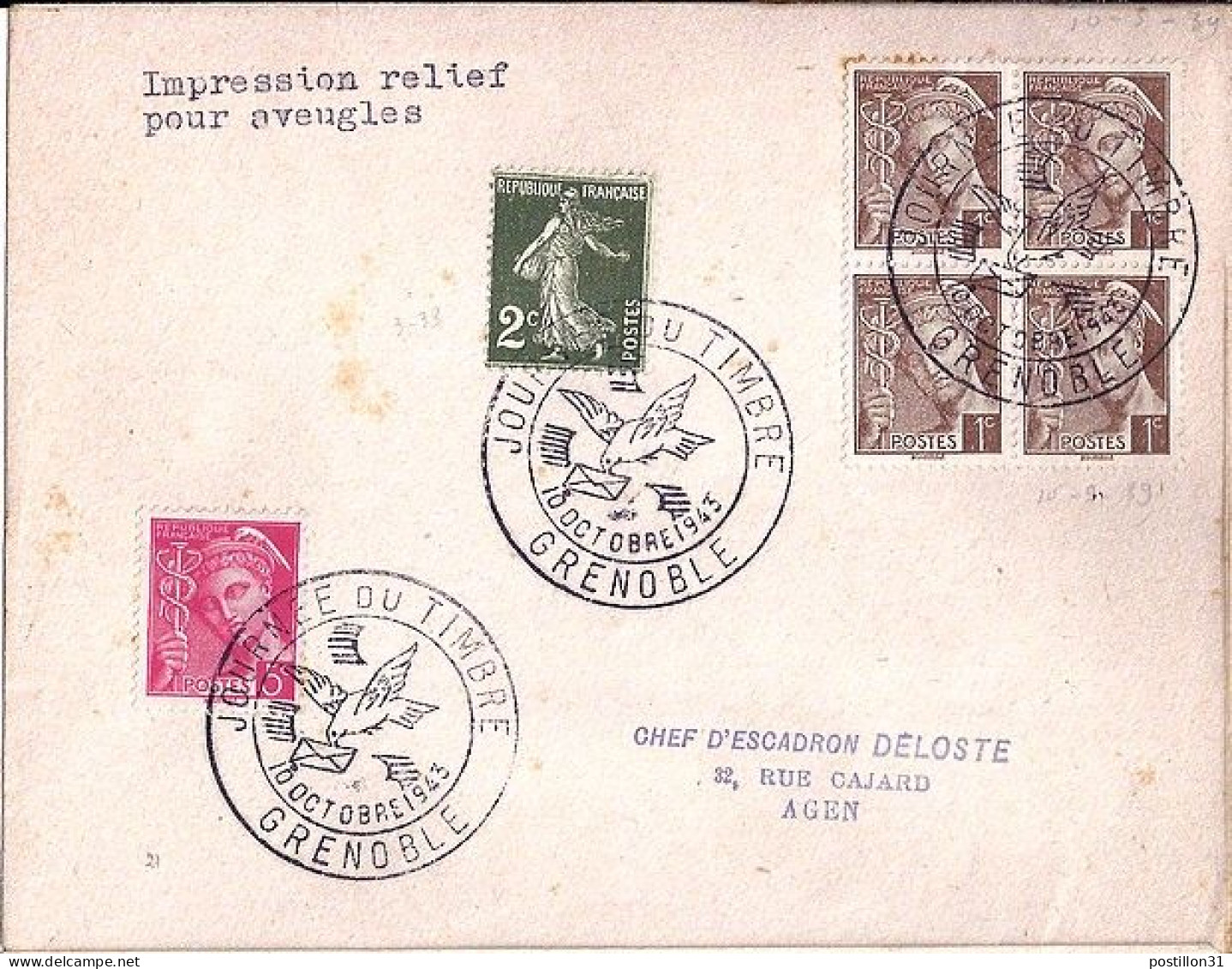 MERCURE N° 404x4/406/278 S/L.DE GRENOBLE/JOURNEE DU TP/10.10.43 - 1938-42 Mercurius