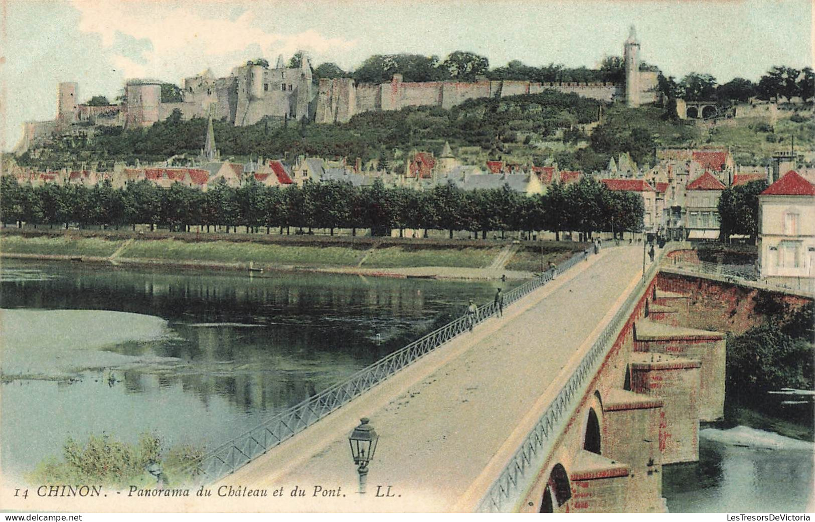 FRANCE - Chinon - Panorama Du Château Et Du Pont - Carte Postale Ancienne - Chinon