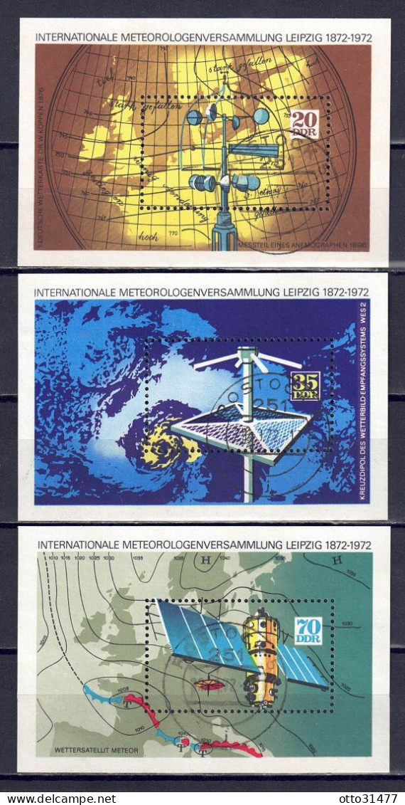 DDR 1972 - Meteorologie, Block 34 - 36, Gestempelt / Used - 1971-1980