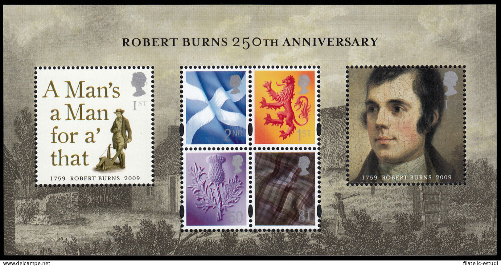 Gran Bretaña HB 61 2009 Literatura Robert Burns MNH - Hojas Bloque