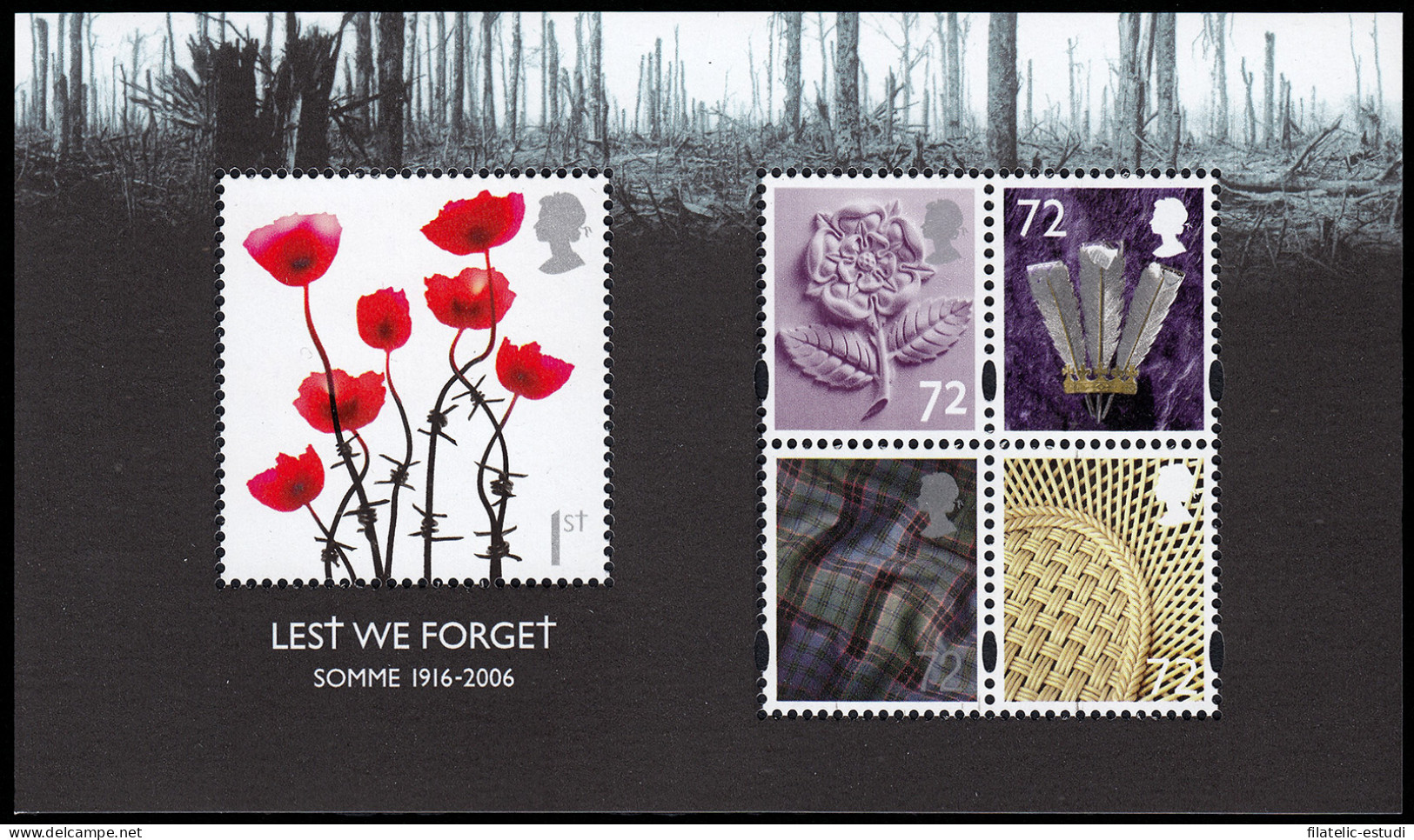 Gran Bretaña HB 42 2006 En Memoria De Las Víctimas De La Batalla De Somme MNH - Blocs-feuillets