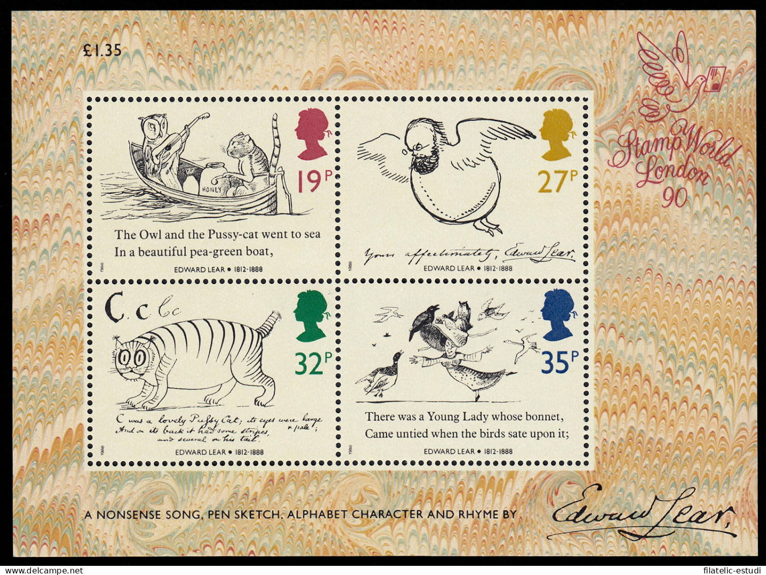 Gran Bretaña HB 4 1988 Centenario Del Fallecimiento De Edward Lear MNH - Blocs-feuillets