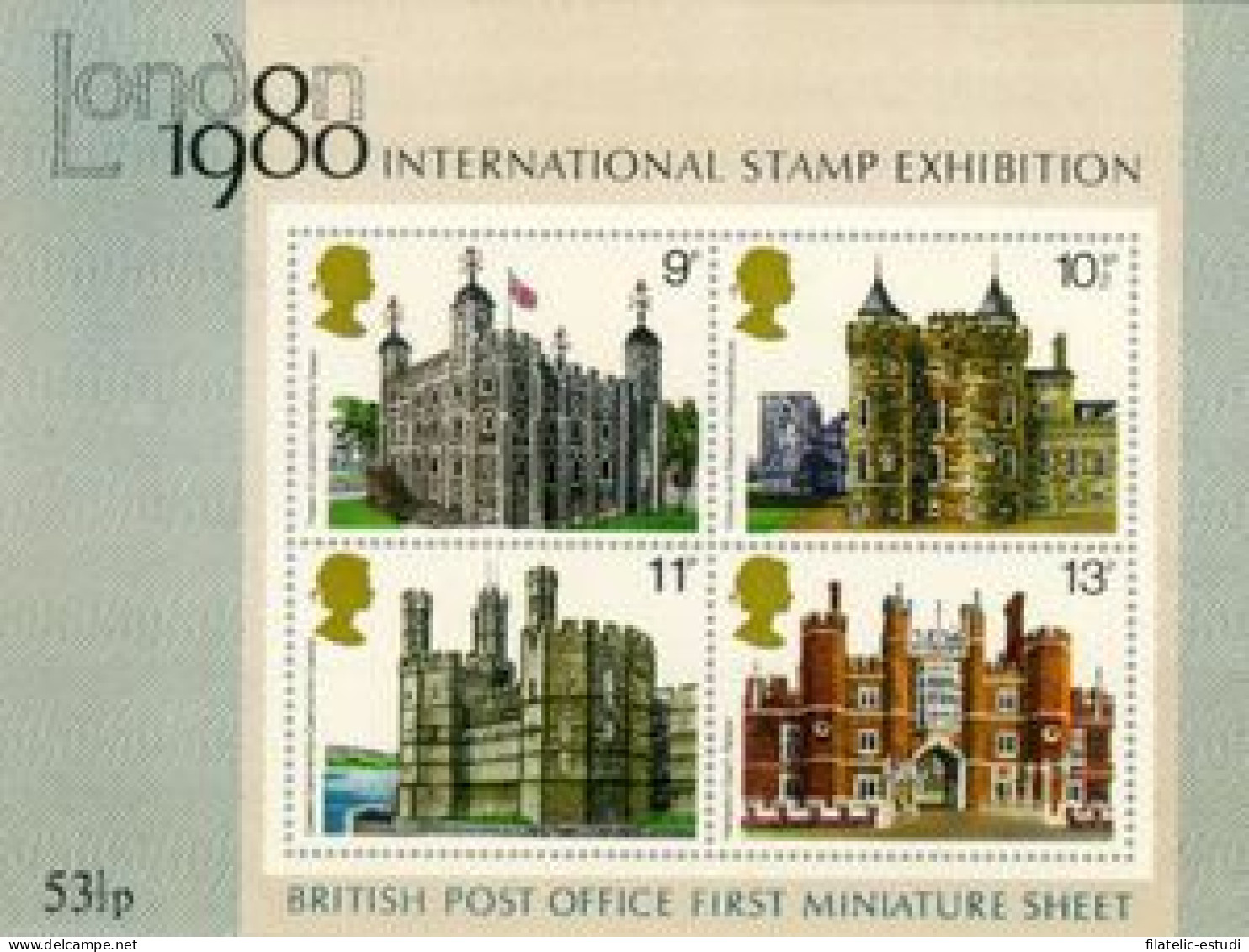 Gran Bretaña  HB 1 1978 Londres 1980 Expo. Filatélica Inter. Palacios Y Castil - Blocks & Miniature Sheets