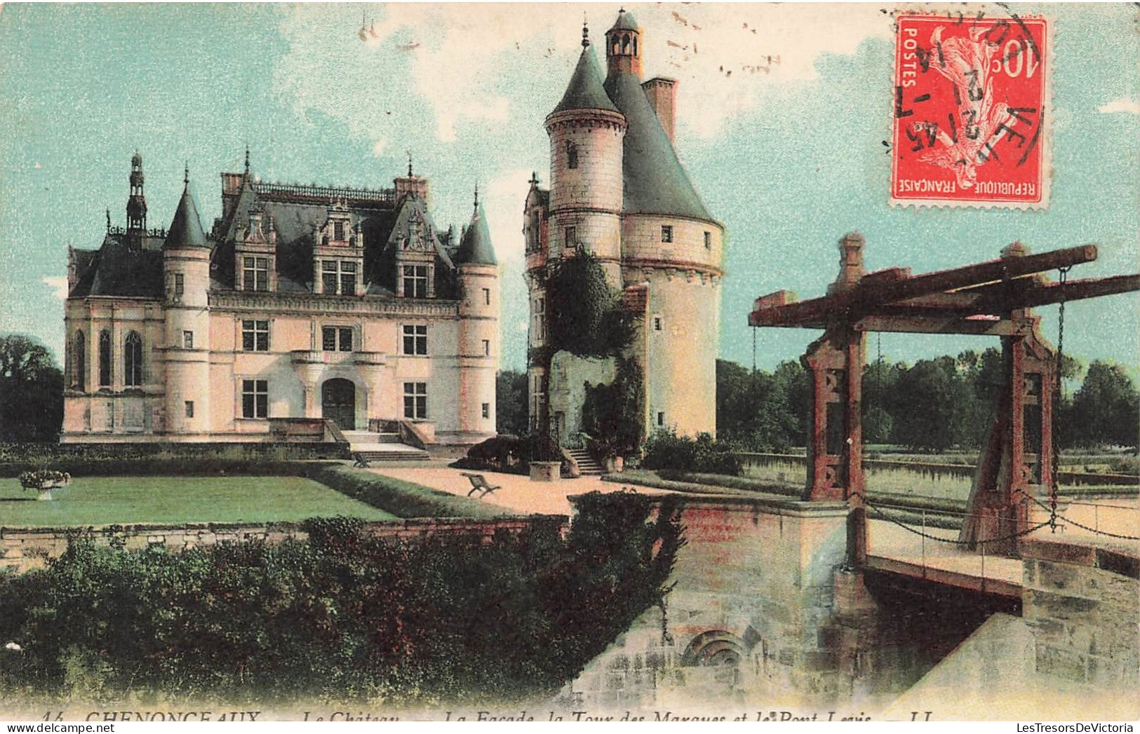 FRANCE - Chenonceaux - Le Château - La Façade - La Tour Des Marques Et Le Pont Louis - Carte Postale Ancienne - Chenonceaux