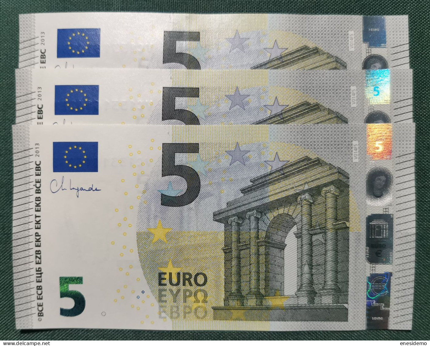 5 EURO SPAIN 2013 LAGARDE V014F5 VC CORRELATIVE TRIO SC FDS UNC. ONLY FOUR NUMBERS - 5 Euro