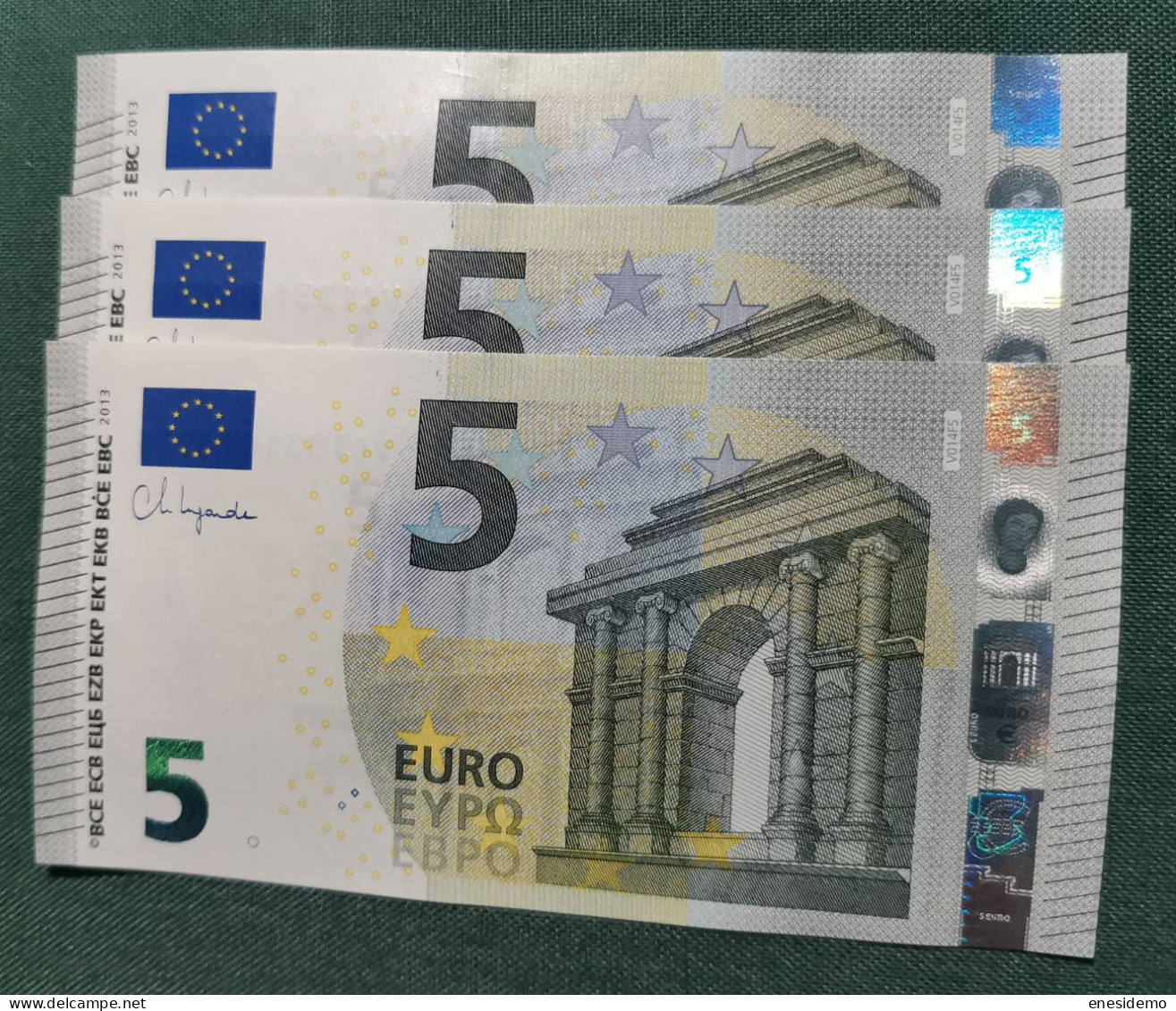 5 EURO SPAIN 2013 LAGARDE V014F5 VC CORRELATIVE TRIO SC FDS UNC. ONLY FOUR NUMBERS - 5 Euro