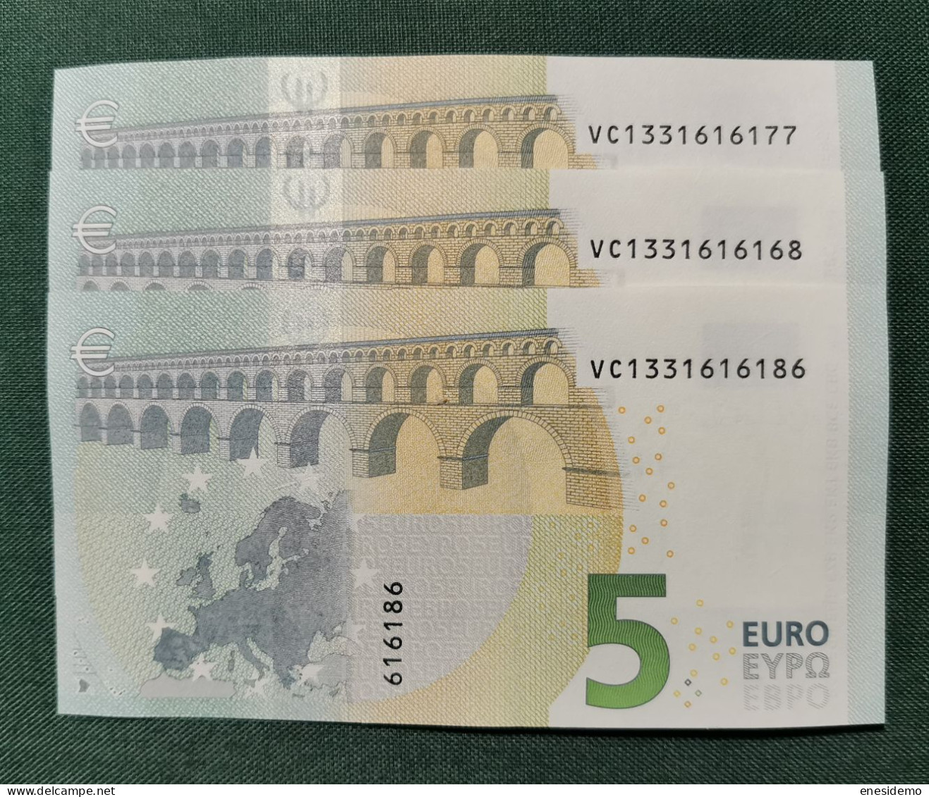 5 EURO SPAIN 2013 LAGARDE V014F5 VC CORRELATIVE TRIO SC FDS UNC. ONLY FOUR NUMBERS