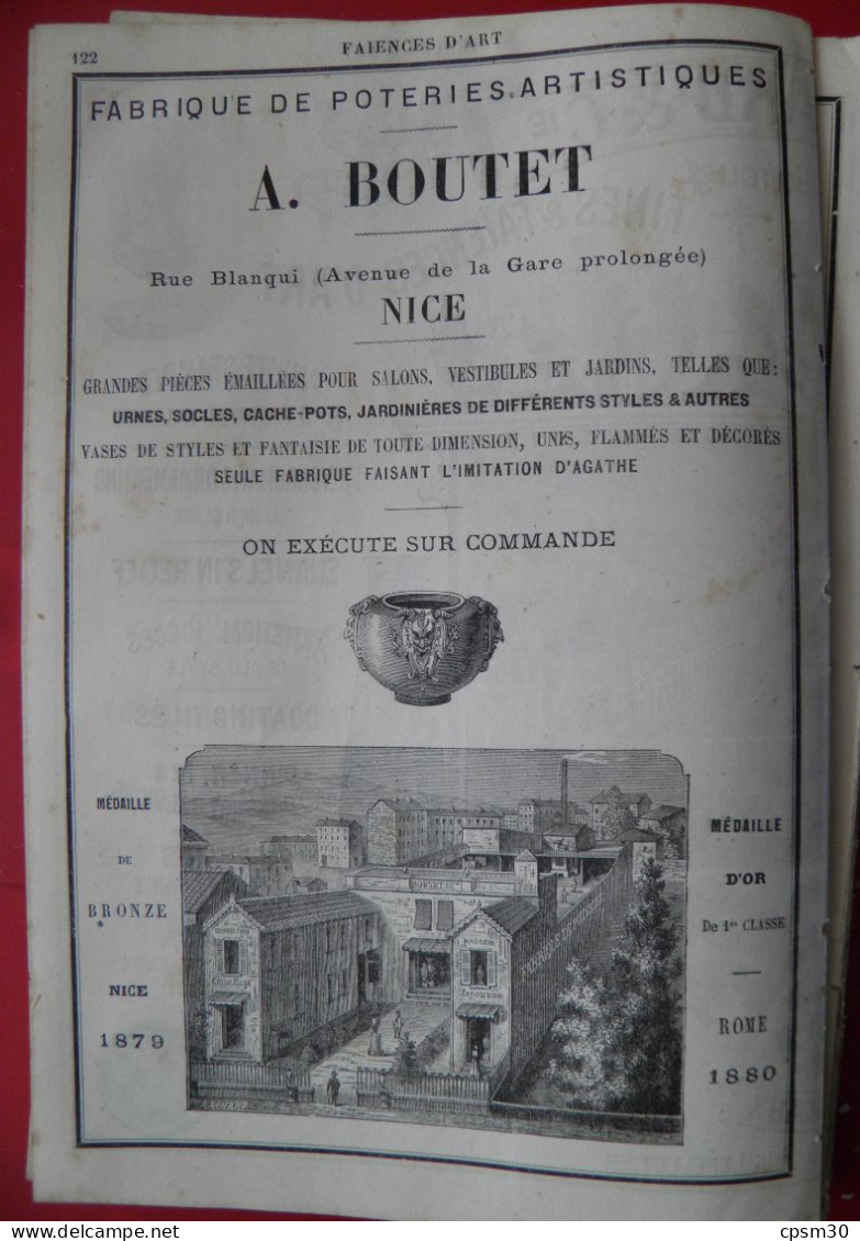 PUB 1884 - Poterie J Viellard 33 Bordeaux, Engrais Schloesing 13 Marseille, Poterie Boutet 06 Nice - Publicités