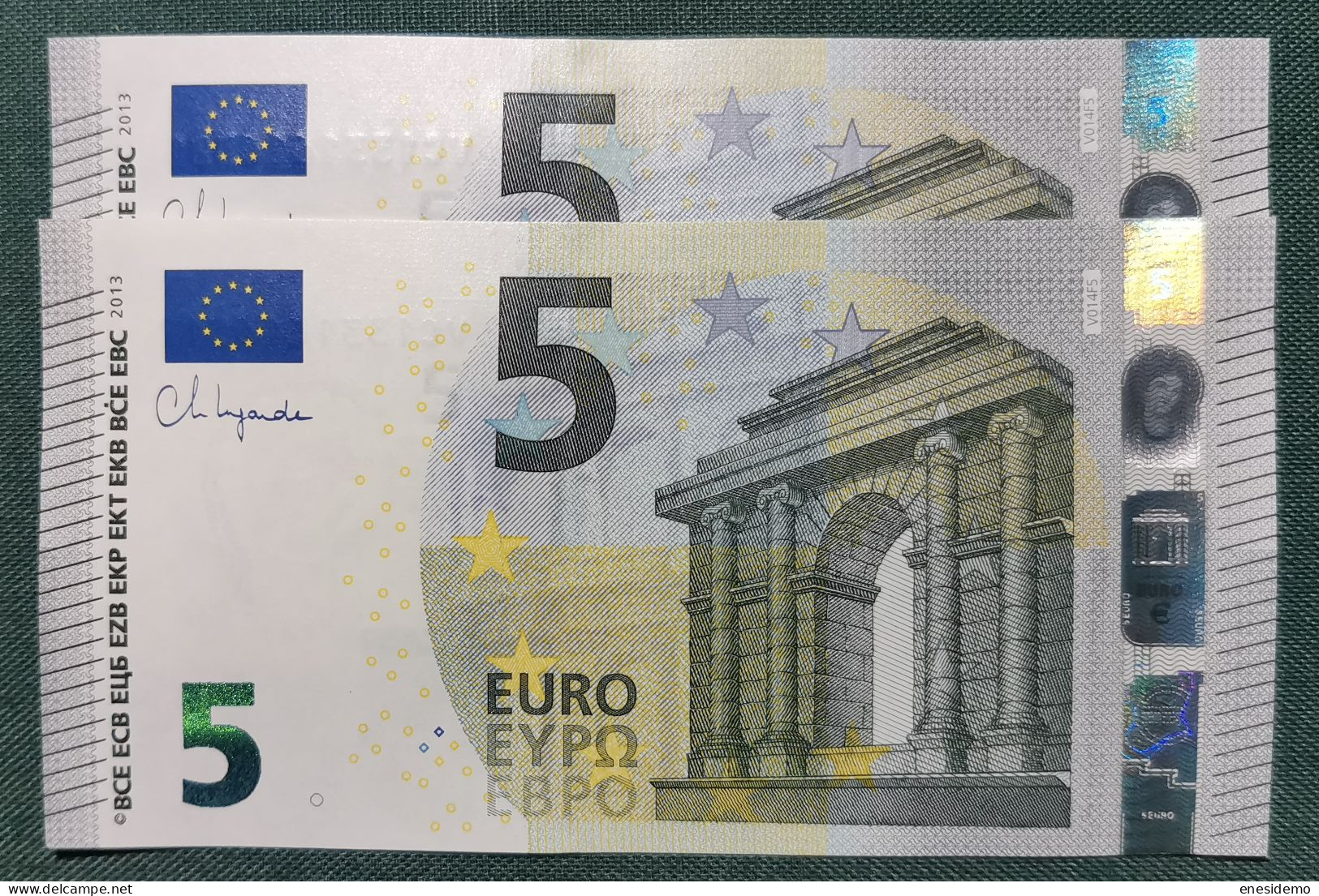 5 EURO SPAIN 2013 LAGARDE V014F5 VC SC FDS CORRELATIVE COUPLE RADAR 2 ONLY FOUR NUMBERS UNCIRCULATED PERFECT - 5 Euro