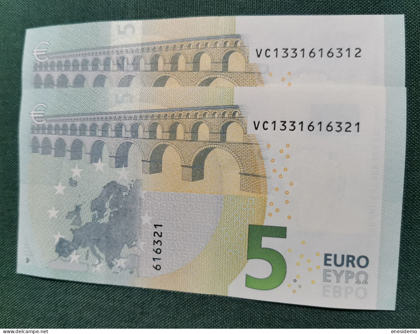 5 EURO SPAIN 2013 LAGARDE V014F5 VC SC FDS CORRELATIVE COUPLE RADAR 2 ONLY FOUR NUMBERS UNCIRCULATED PERFECT - 5 Euro