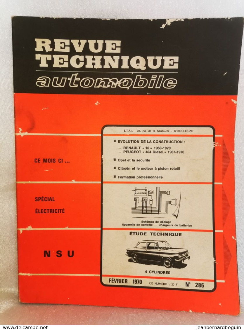 Revue Technique Automobile Originale Fevrier  1970 Numero 286  Nsu - Auto