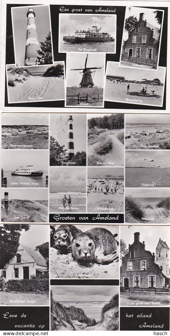 270313Ameland, 3 Foto Kaarten. (zie Hoeken) - Ameland