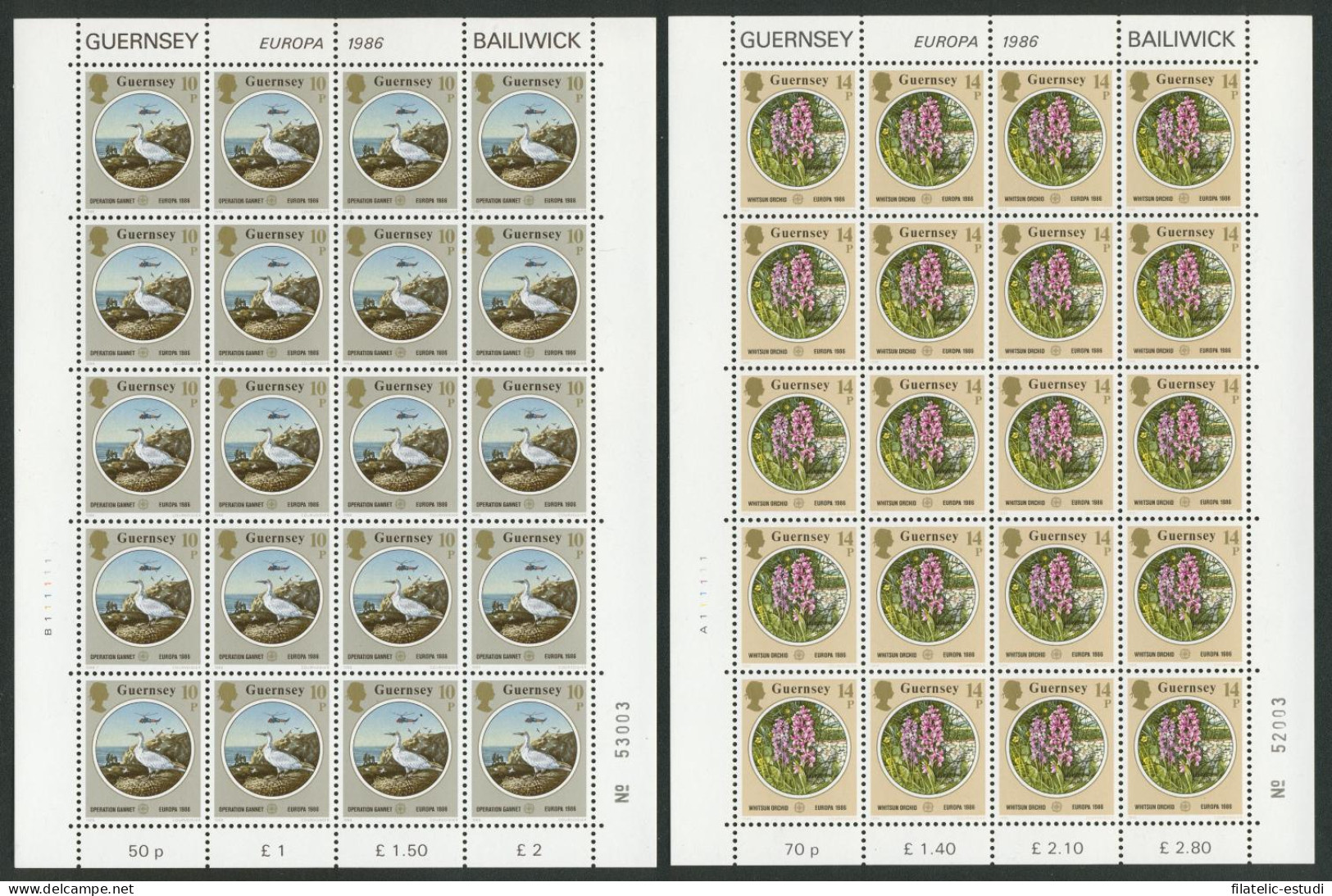 FL1 Guernesey Guernsey Nº 359/61  1986  Minipliegos  MNH - Guernesey