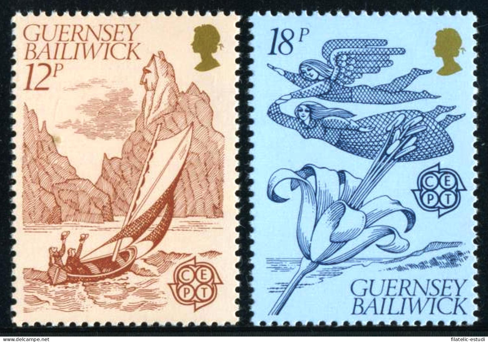 BA2/S Guernesey  Nº 217/18  1981 Europa-folklore-Lujo - Guernsey