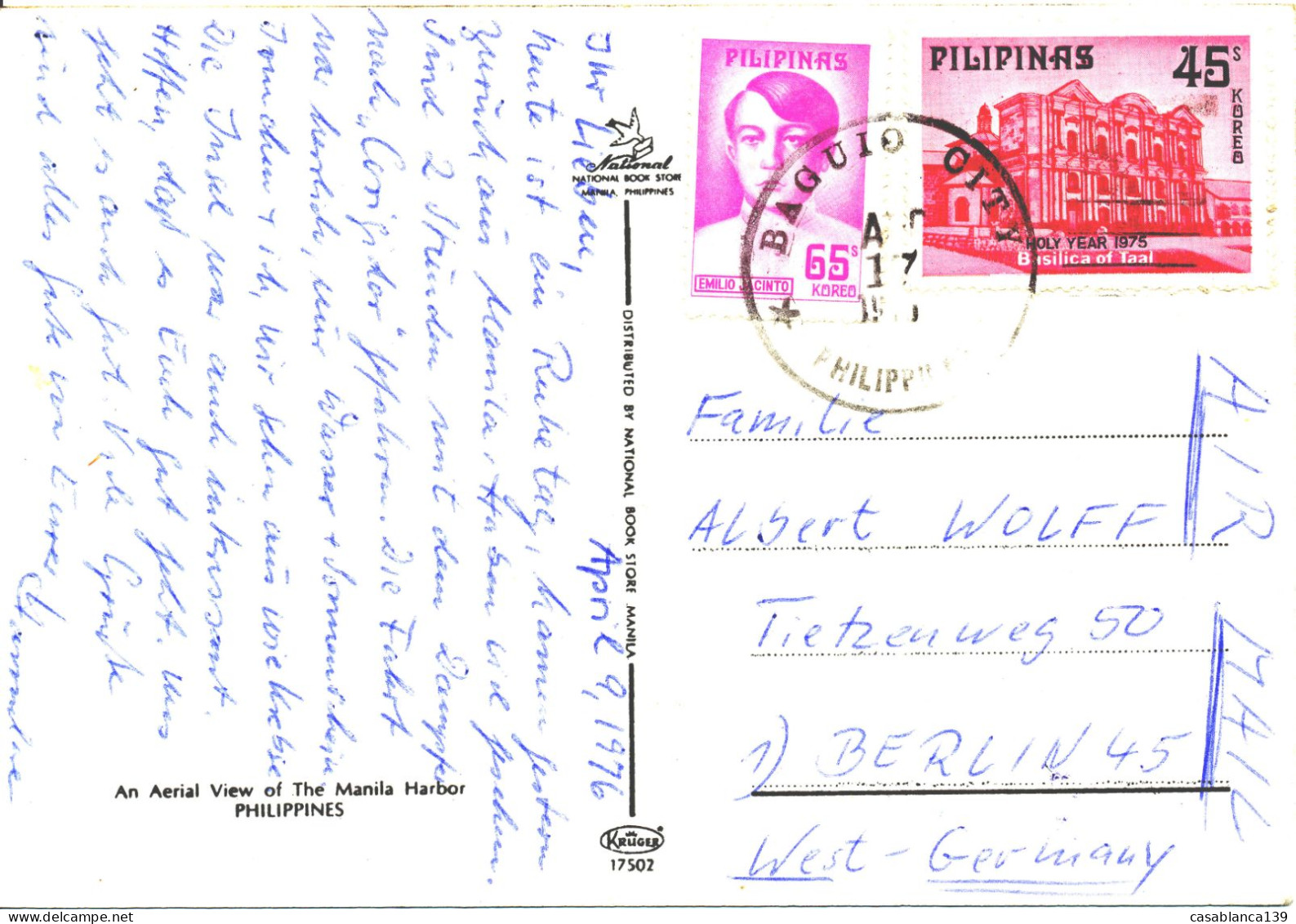 Philippines 1976, PC Manila Harbour View, Clean And Nice Franking, Bagoui  Terrace Ricefield Stamping - Philippines