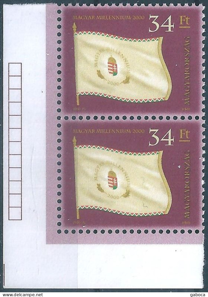 C5726 Hungary Flag Coat-of-Arms Celebration Millennium Pair MNH RARE - Francobolli