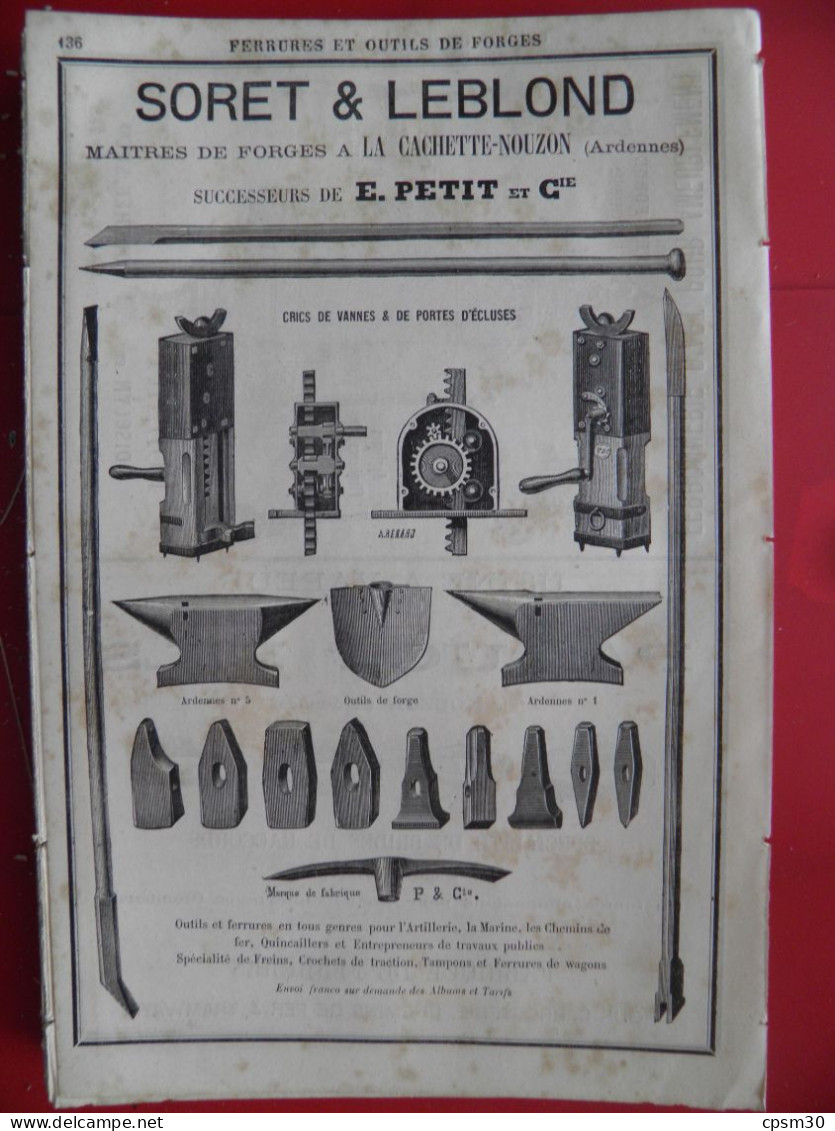 PUB 1884 - Ferronerie Soret-Leblond-Petit 08 La Cachette-Nouzon, Lanternes Bodart-Disclyn-Fouchée, Paquot 08 Nouzon - Publicités