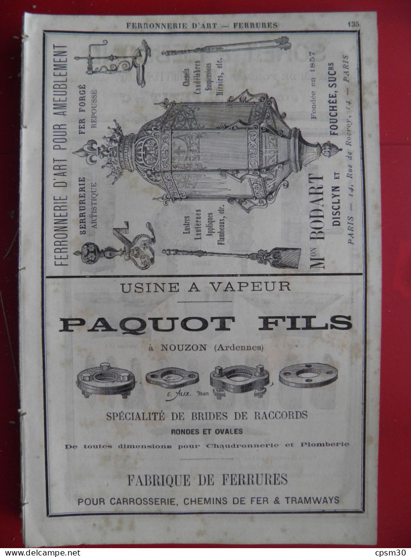 PUB 1884 - Ferronerie Soret-Leblond-Petit 08 La Cachette-Nouzon, Lanternes Bodart-Disclyn-Fouchée, Paquot 08 Nouzon - Publicités