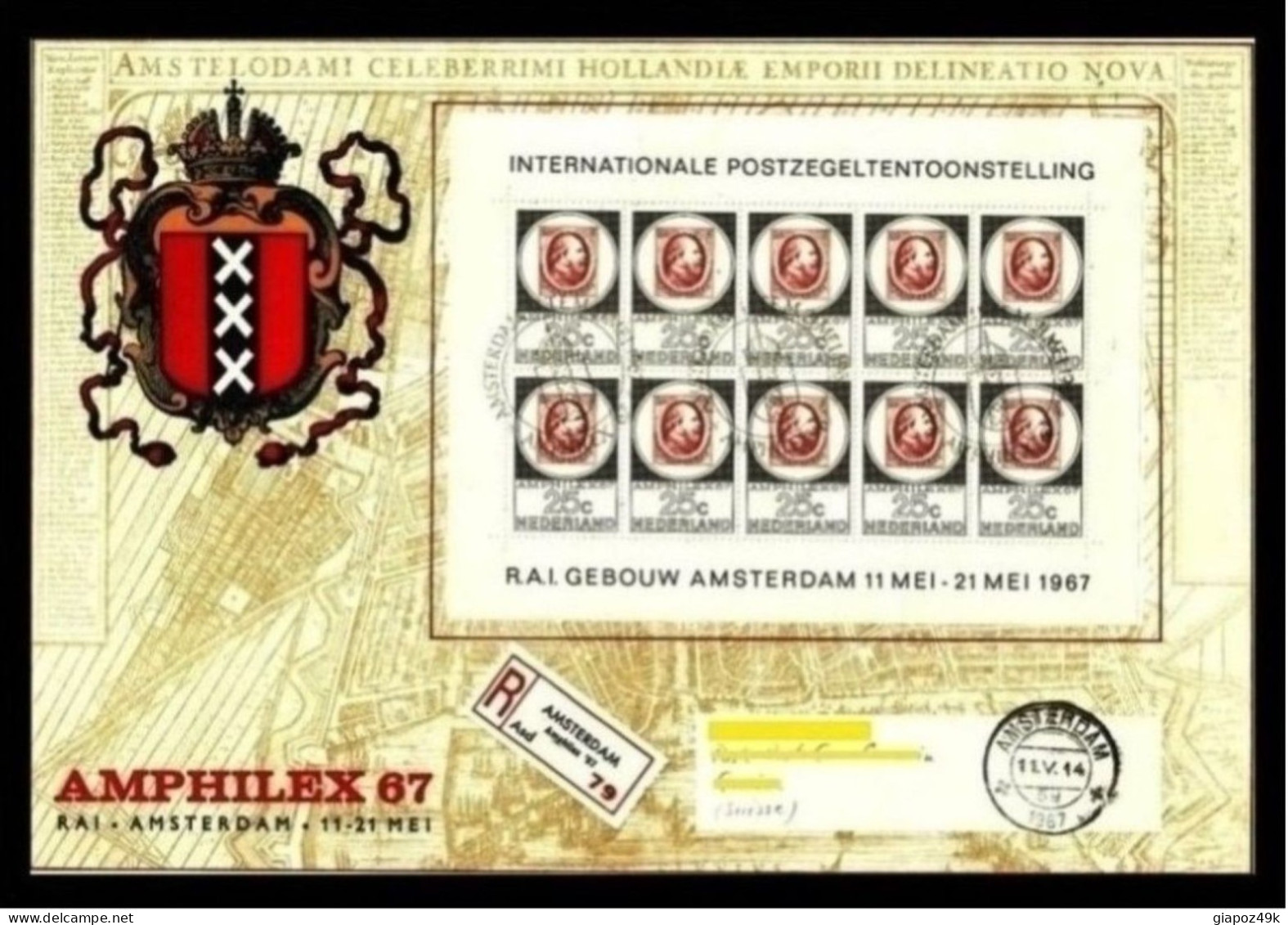 ● OLANDA 1967 ֍ Amphilex ֍ Busta Viaggiata Con Minifoglio ● Amsterdam / Geneve ● RARO ● Lotto XX ● - Cartas & Documentos