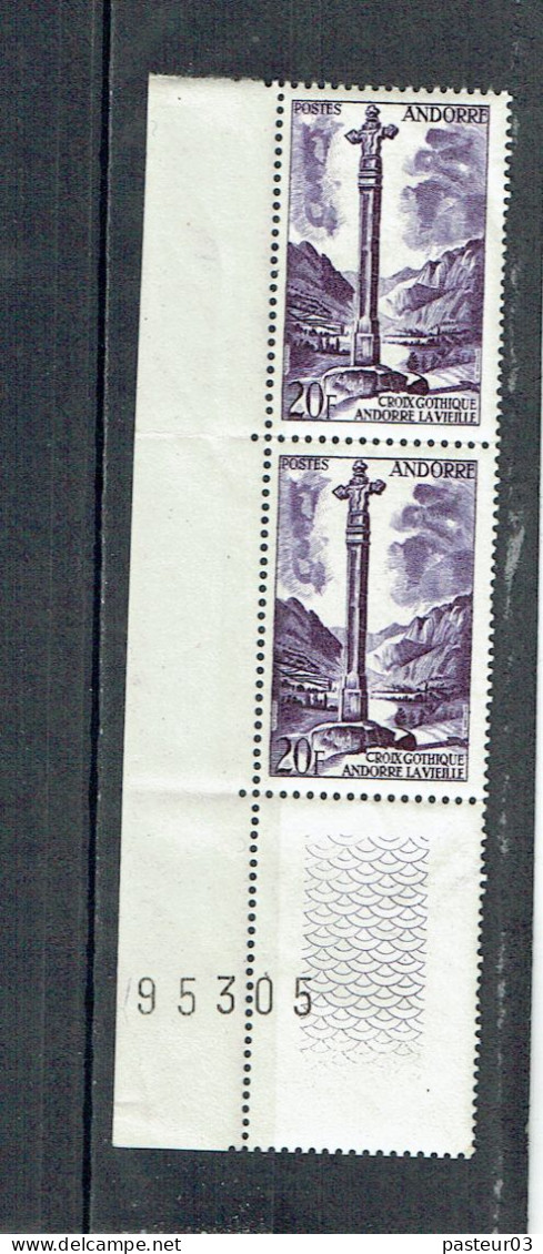 Andorre Français N° 148 Paire Bord De Feuille Avec N° Feuille - Unused Stamps