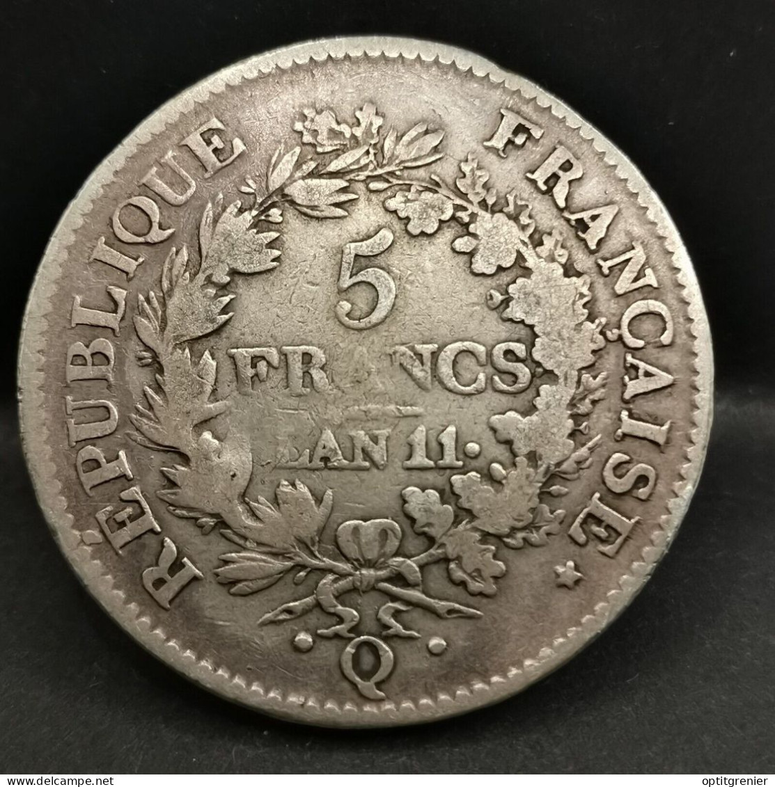 5 FRANCS ARGENT UNION ET FORCE AN 11 Q PERPIGNAN 360106 EX. FRANCE /37mm 24.4g - 1792-1804 Erste Französische Republik