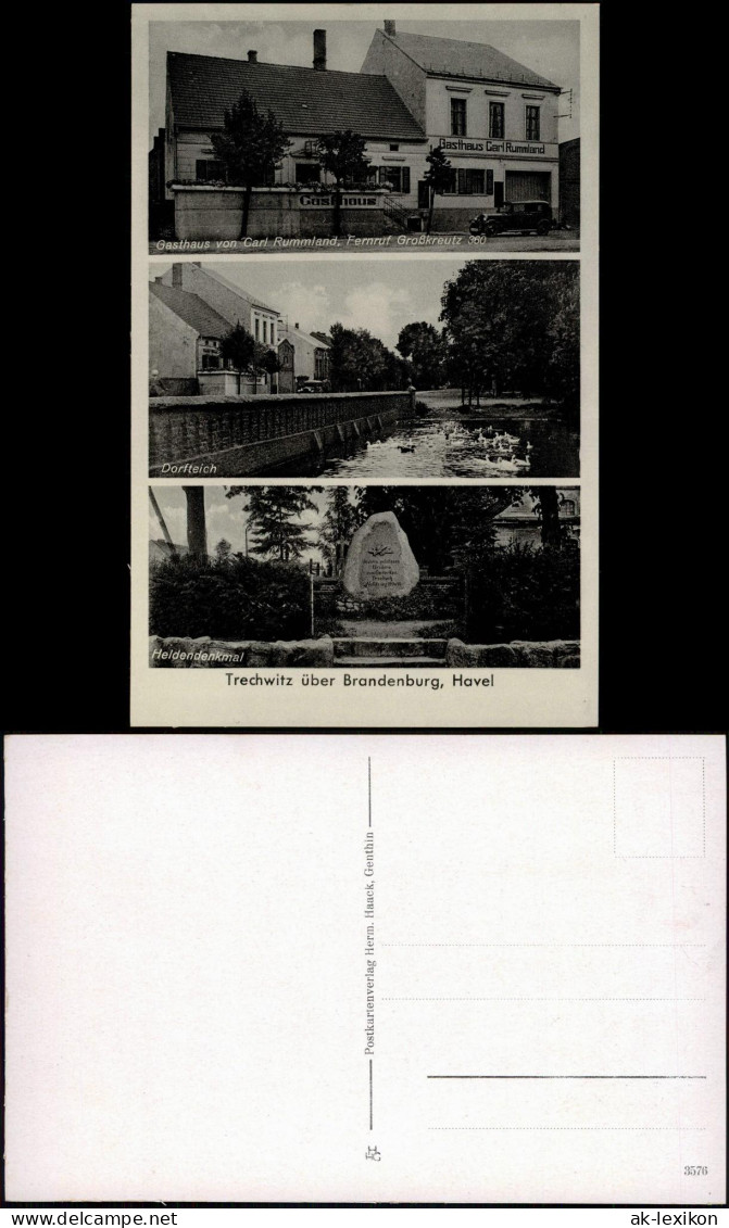 Ansichtskarte Trechwitz-Kloster Lehnin Gasthaus Rummland - 3 Bild 1932 - Lehnin