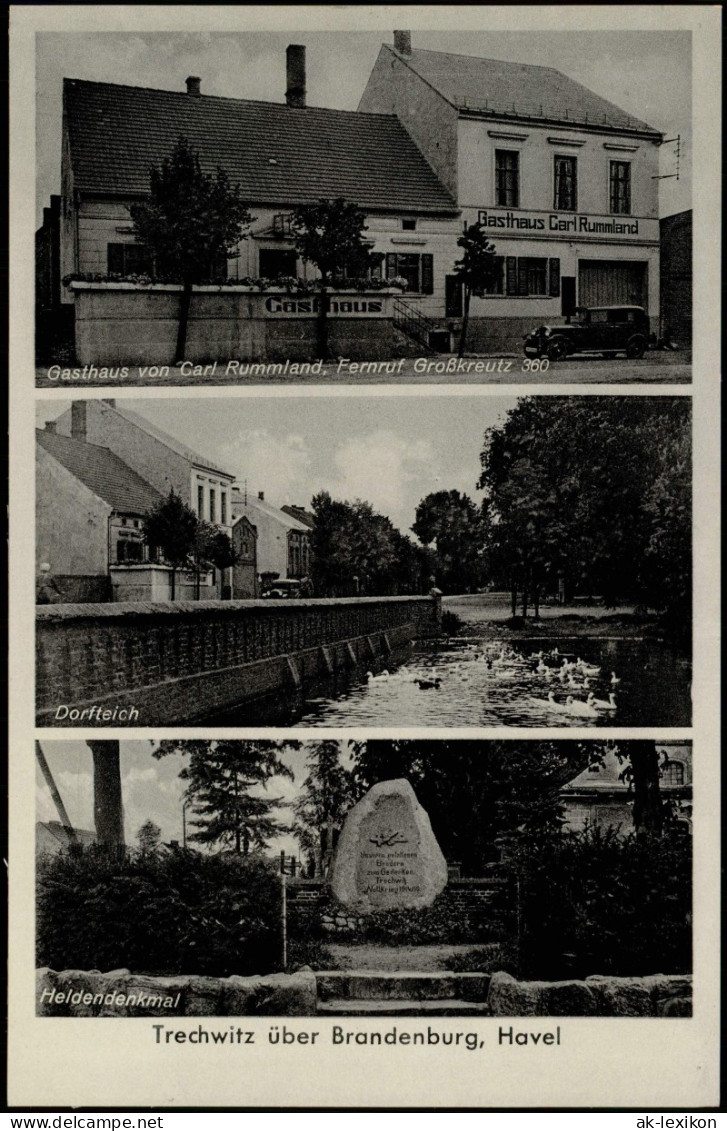 Ansichtskarte Trechwitz-Kloster Lehnin Gasthaus Rummland - 3 Bild 1932 - Lehnin