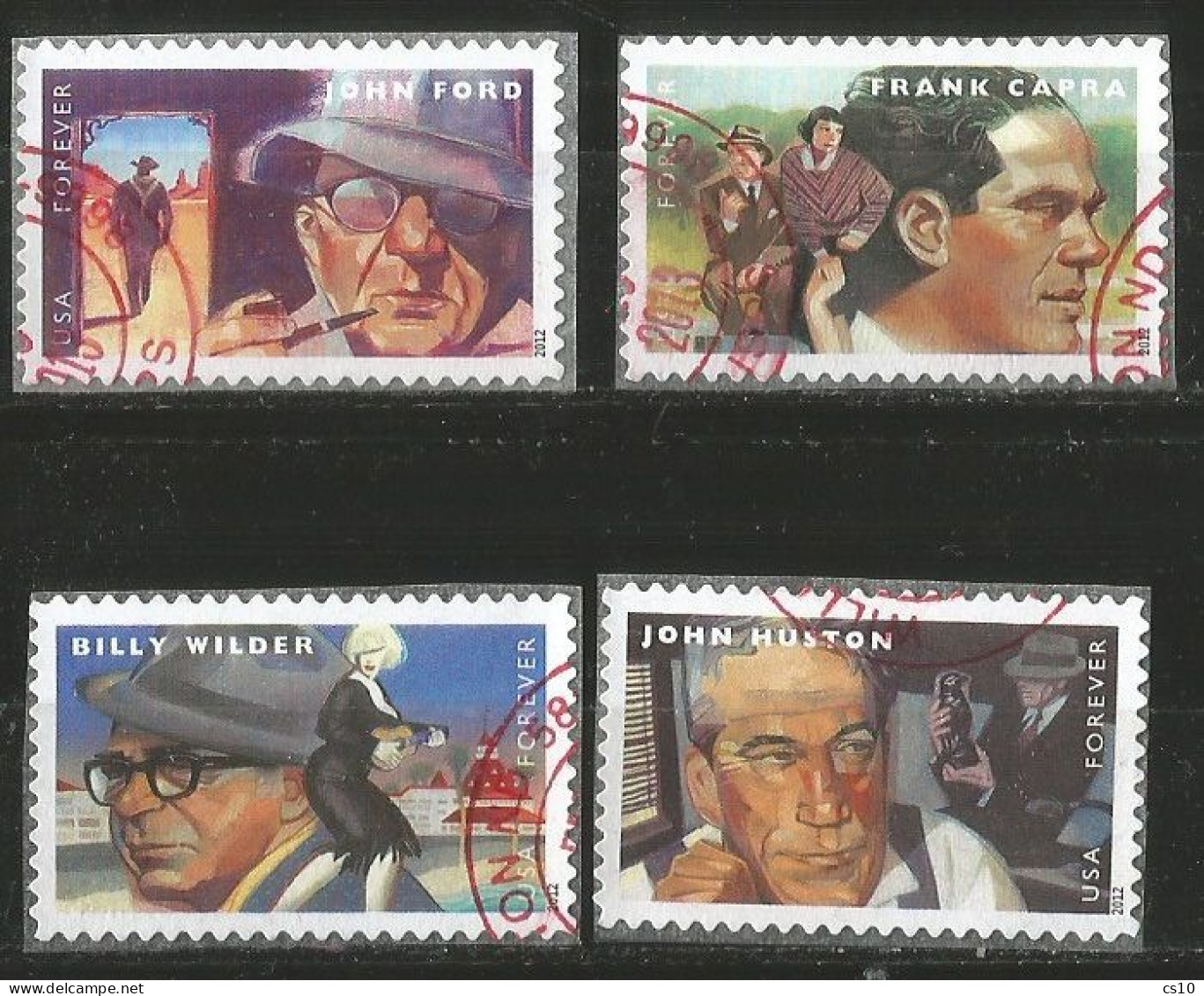 USA 2012 Movies - Great Film Directors Ford Capra Wilder Huston SC.# 4668/71 Cpl 4v Set In VFU Condition - Multiples & Strips