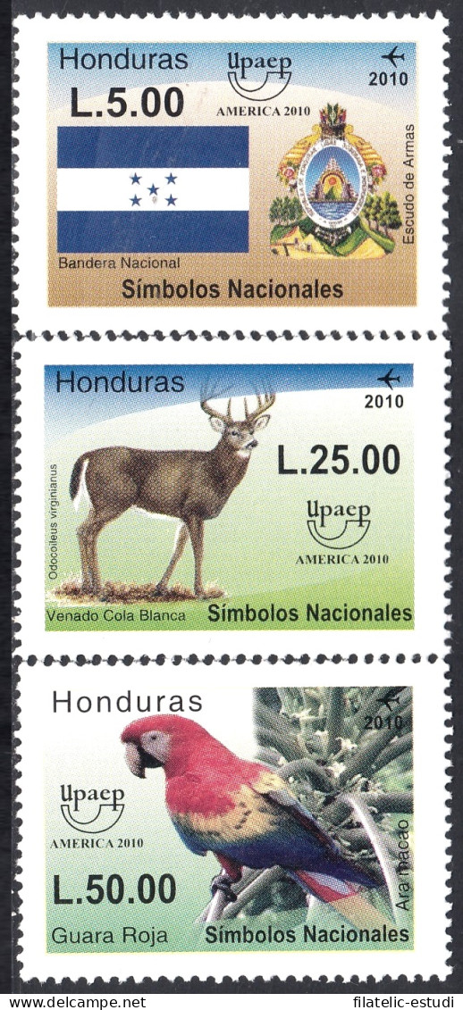 Honduras A- 1353/55 2010 Símbolos Nacionales Bandera Escudo Venado Cola Blanca - Honduras