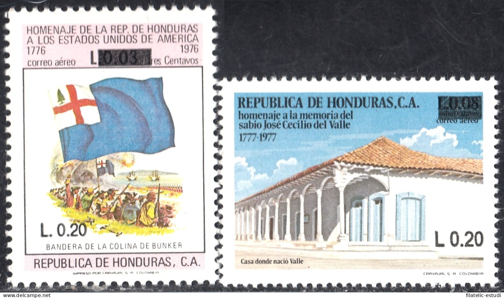 Honduras A- 840/41 1993 José Cecilio Del Valle Homenaje A Estados Unidos MNH - Honduras