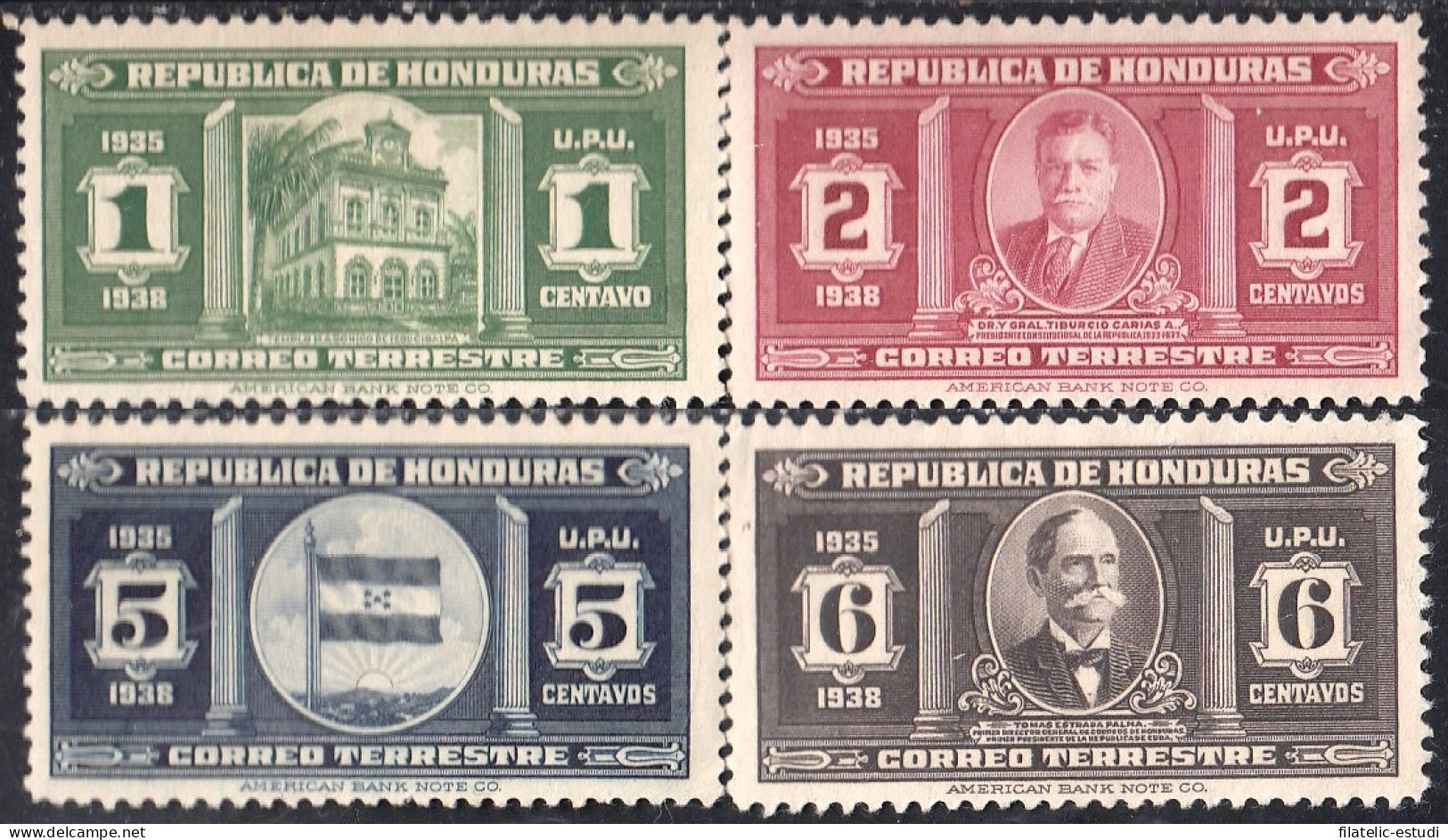 Honduras 247/50 1935 Presidente Tiburcio Carias  T. Estrada Palma Sin Goma - Honduras