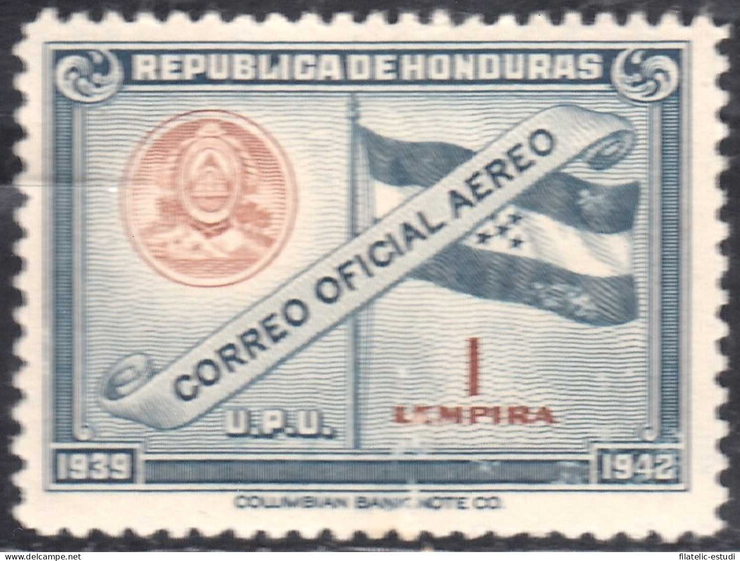 Honduras 7 1939 Servicio Oficial Aéreo UPU Bandera MH - Honduras