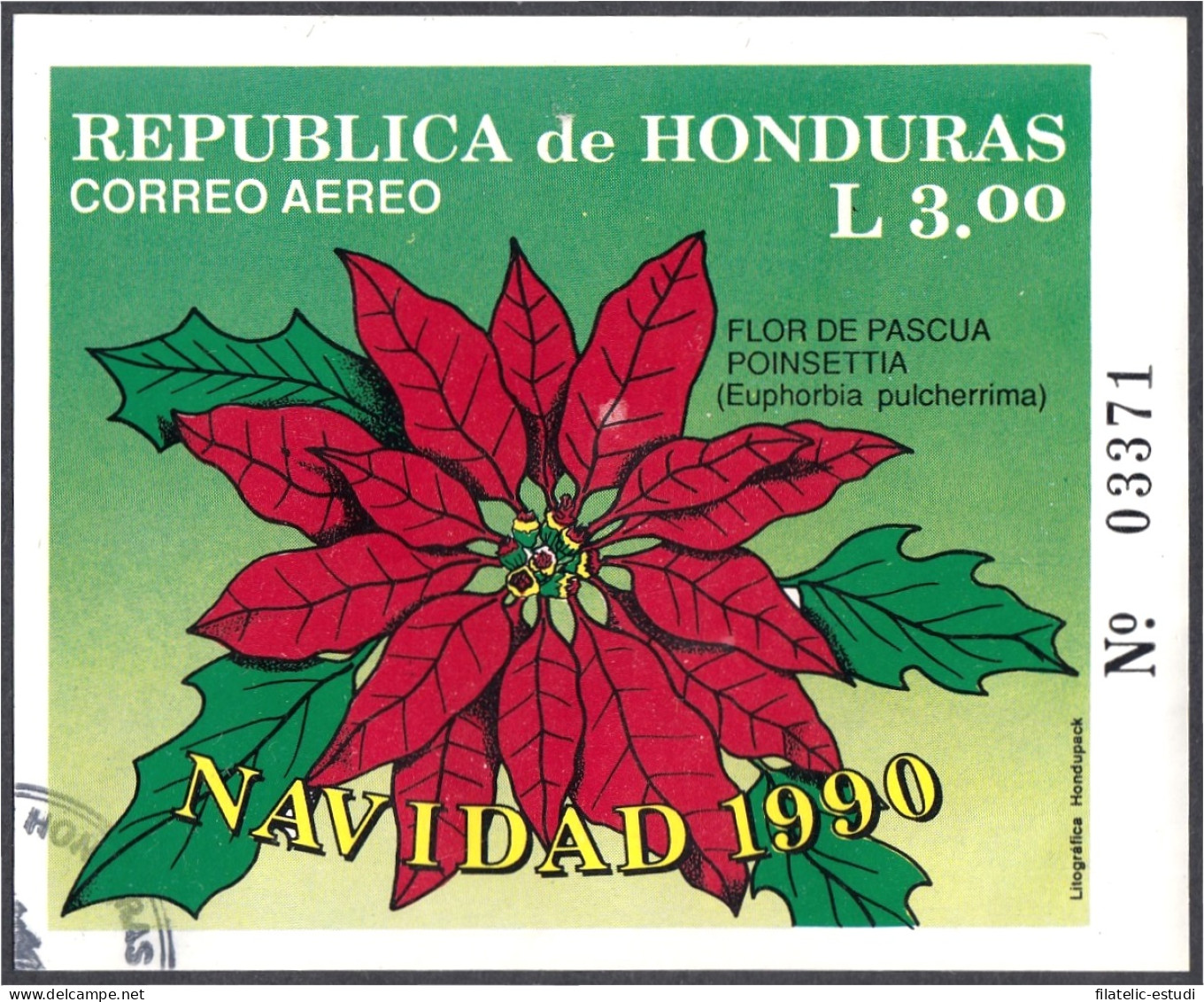 Honduras HB 42A 1990 Navidad Christmas Flor Flower Usados - Honduras