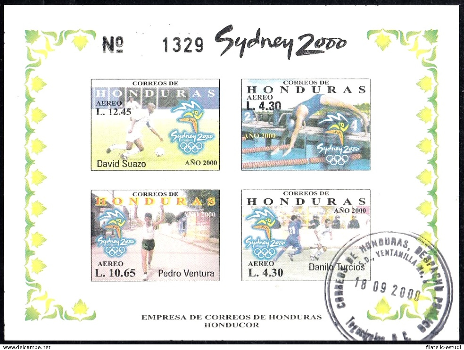 Honduras HB 63a 2000 Olimpiadas Australia Sydney 2000 Sin Dentar  Usados - Honduras