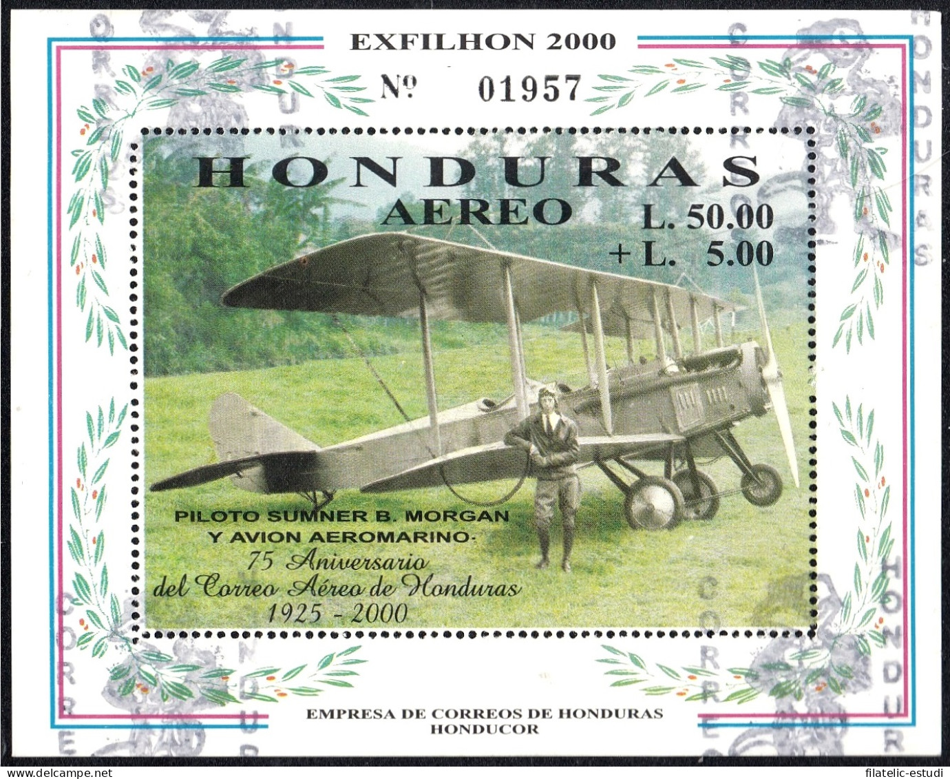 Honduras HB 62 2000 Piloto Summer Morgan Y Avión Aeromarino Usados - Honduras