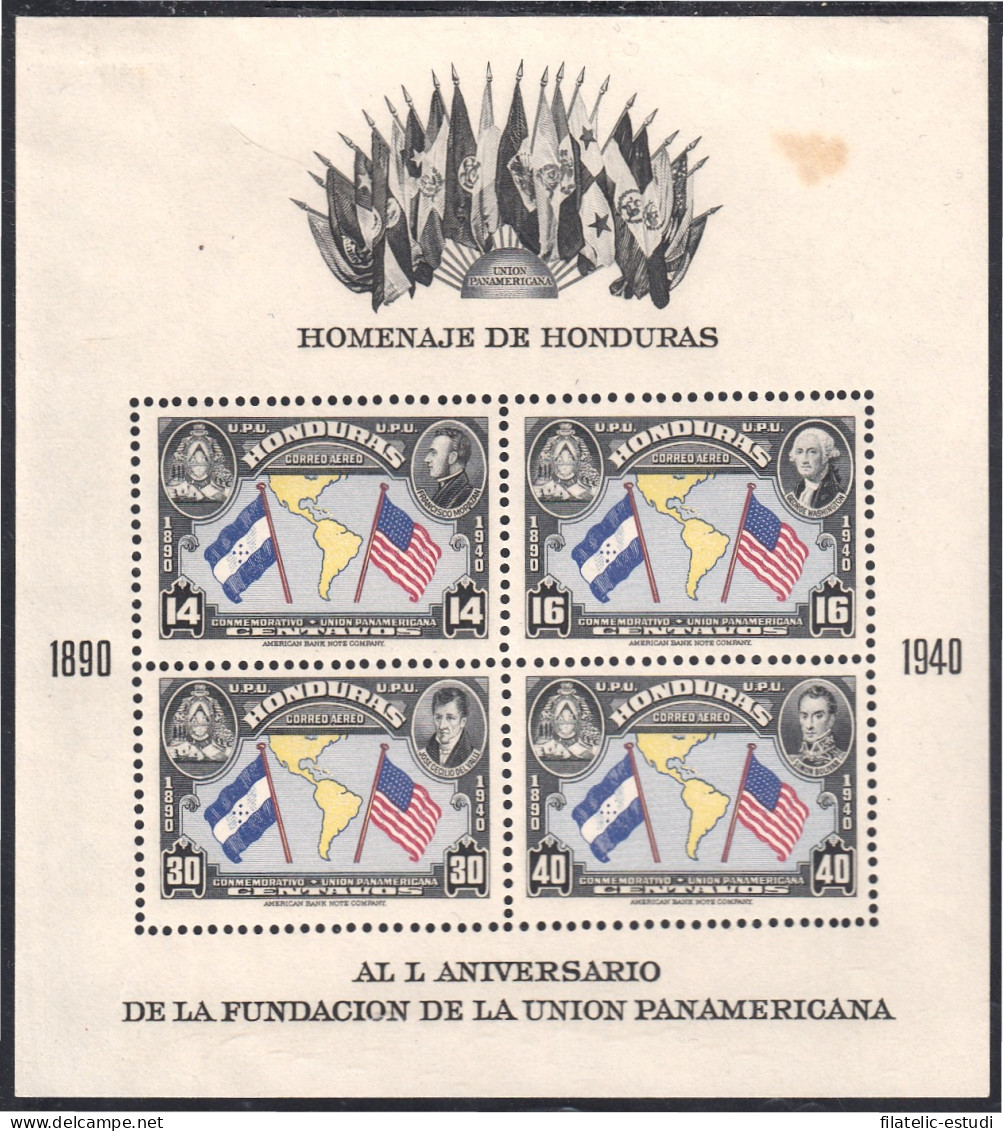 Honduras HB 1 1940 L Aniversario De La Fundación De La Unión Panamericana MH S - Honduras