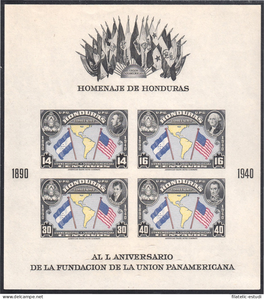 Honduras HB 1a 1940 L Aniversario De La Fundación De La Unión Panamericana MH  - Honduras