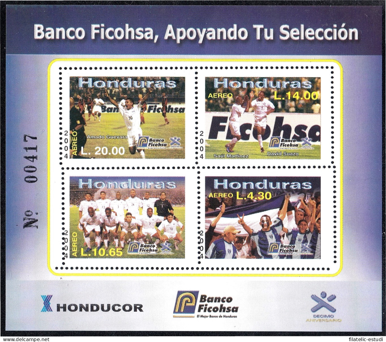 Honduras HB 77 2004 Banco Ficohsa Fútbol MNH - Honduras