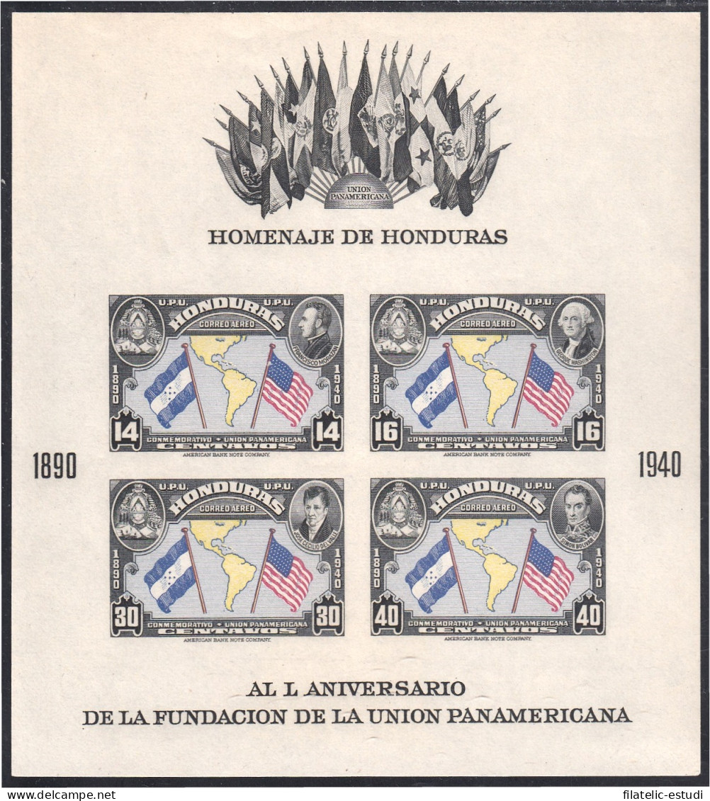 Honduras HB 1 1940 L Aniversario De La Fundación De La Unión Panamericana MH S - Honduras