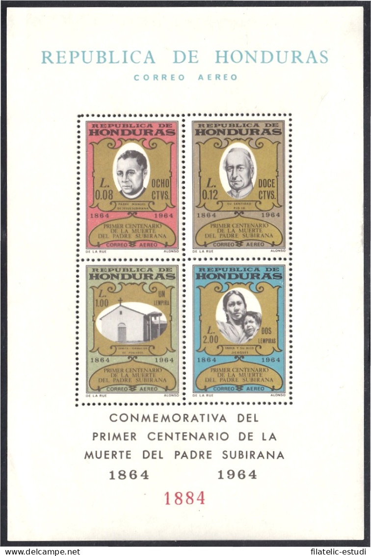 Honduras HB 9 1965 Conmemorativo Al Centenario De La Muerte Del Padre Subirana - Honduras
