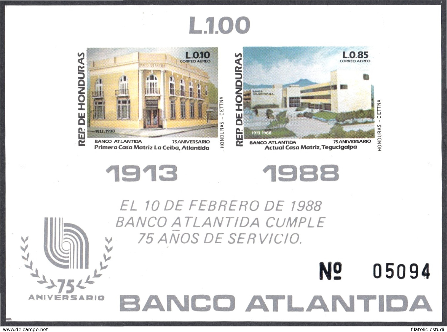 Honduras HB 36 1988 Banco Atlántida Casa Matriz MNH - Honduras