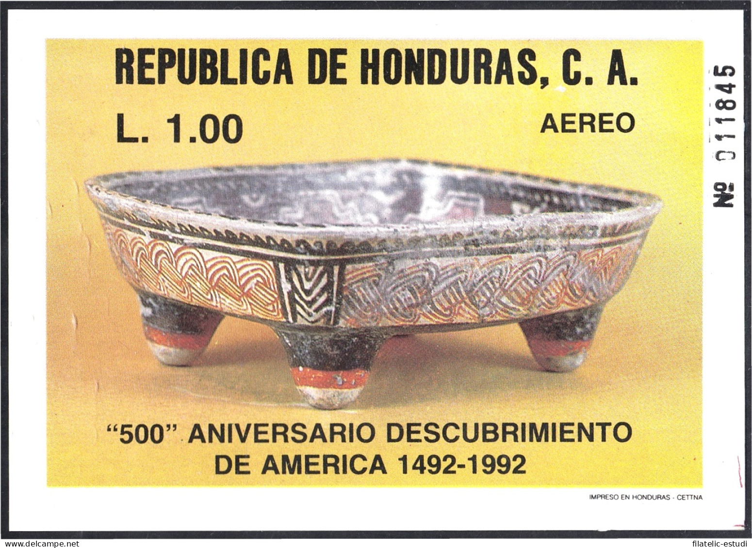 Honduras HB 39 1988 500 Aniversario Del Descubrimiento De América MNH - Honduras