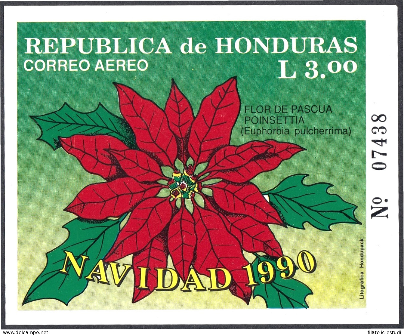 Honduras HB 42A 1990 Navidad Christmas Flor Flower MNH - Honduras